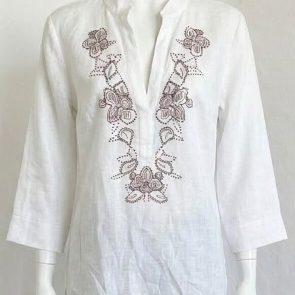 NWT Peck & Peck Weekend White Embroidered Boho Tunic XL - Picture 3 of 14